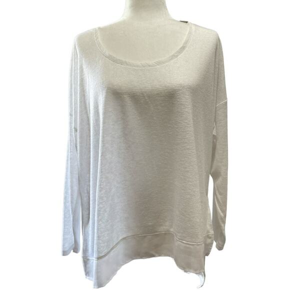 Lane Bryant Women's Long Sleeve Asymmetrical Hem Blouse White Size 14-16 NEW - Picture 1 of 8